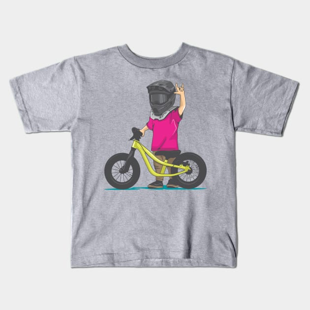kid ride a push bike Kids T-Shirt by savya std22